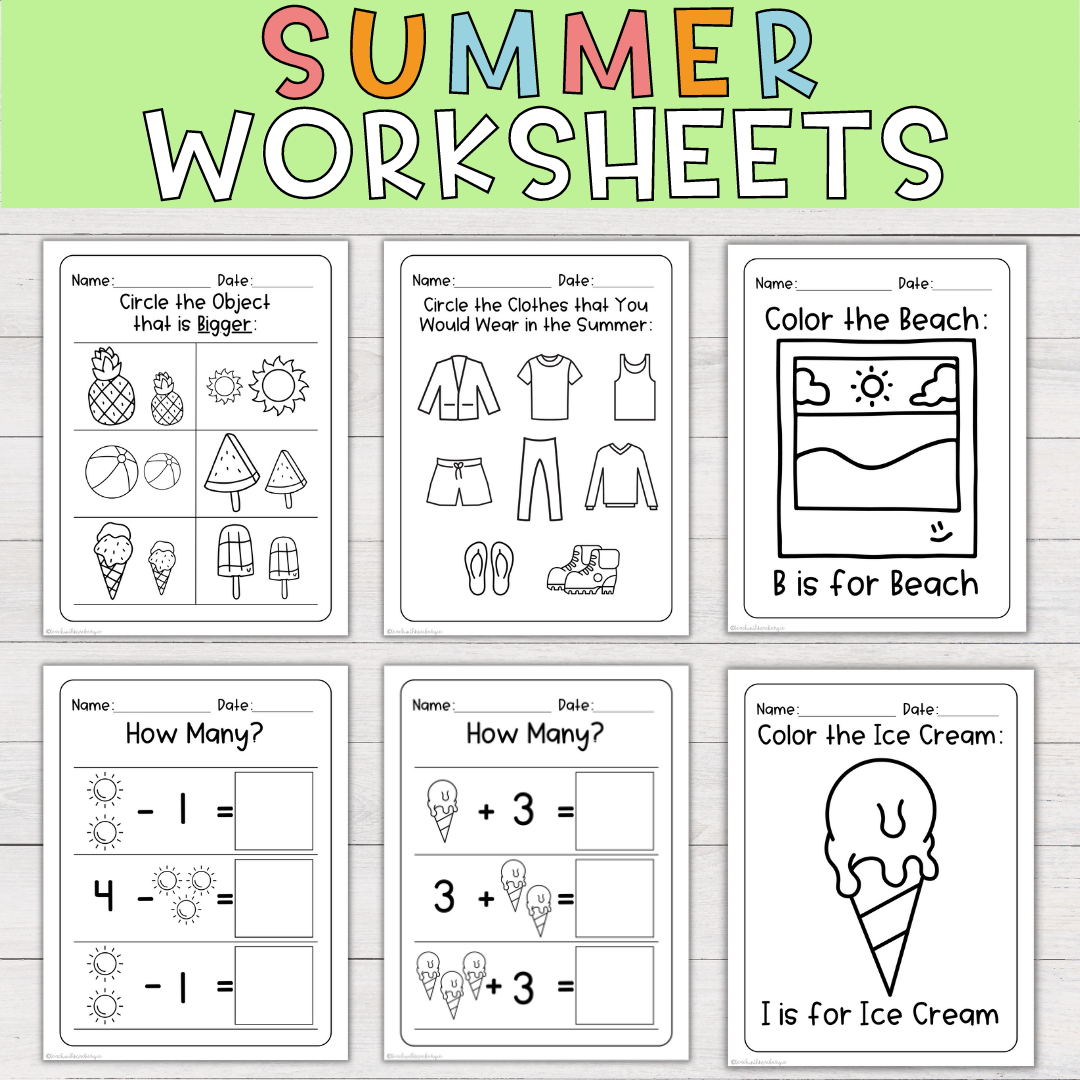 Preschool Summer Worksheets For Kindergarten