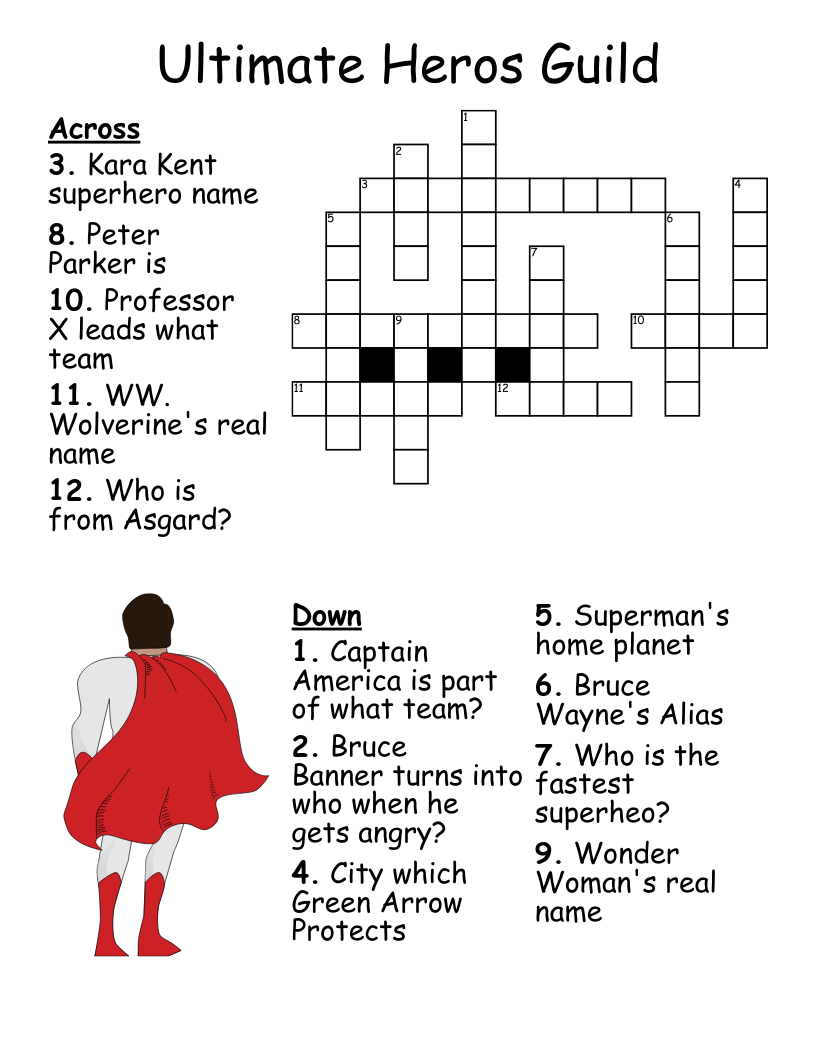 Super Heroes Crossword WordMint