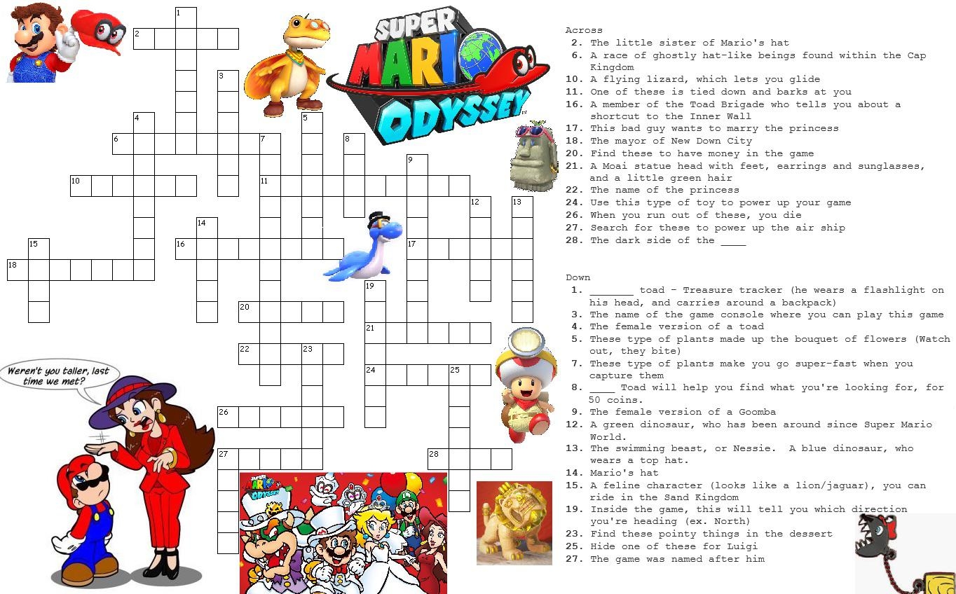 Super Mario Brothers Crossword Printable