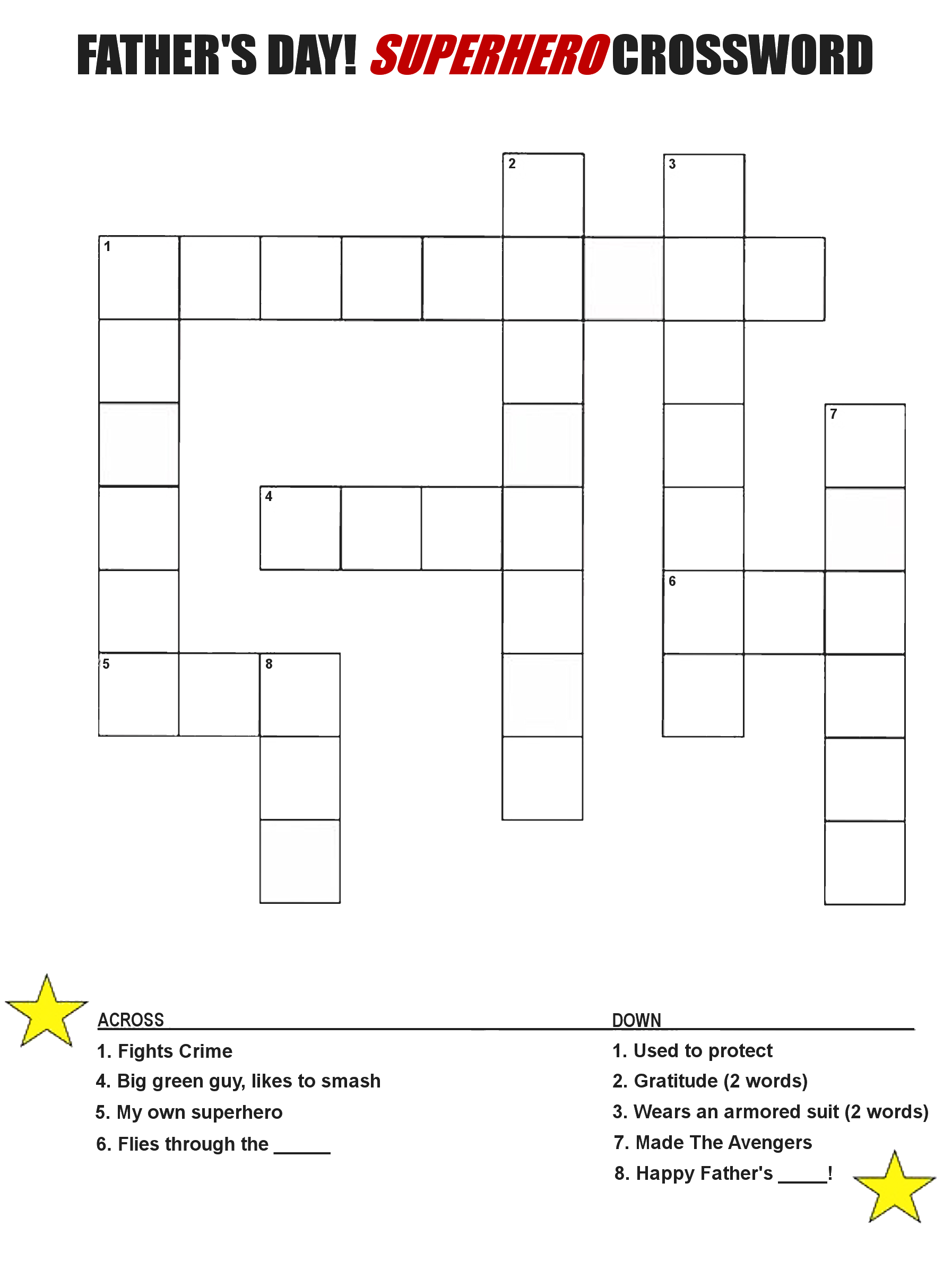 Superhero Crossword Puzzles Printable