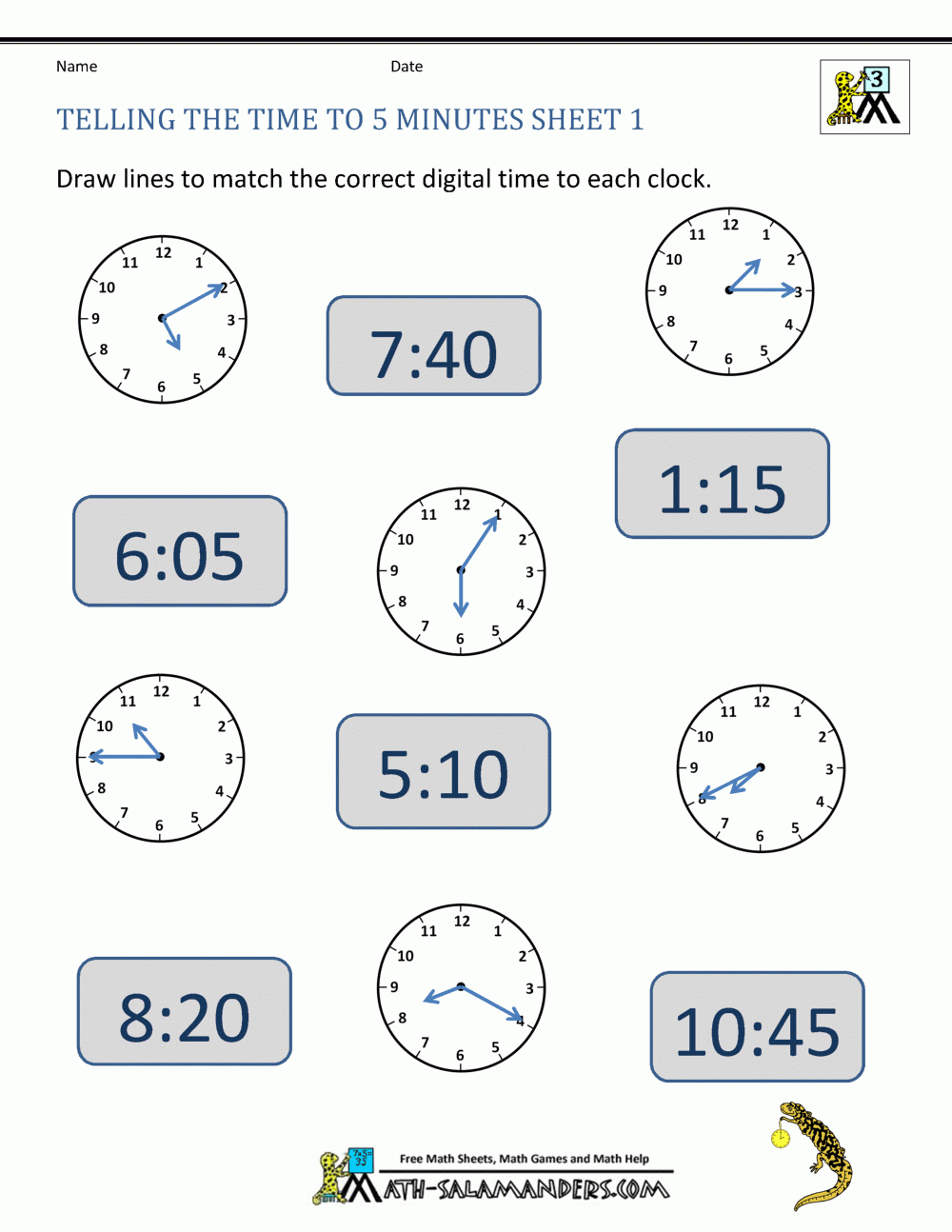 Time Worksheets Printable