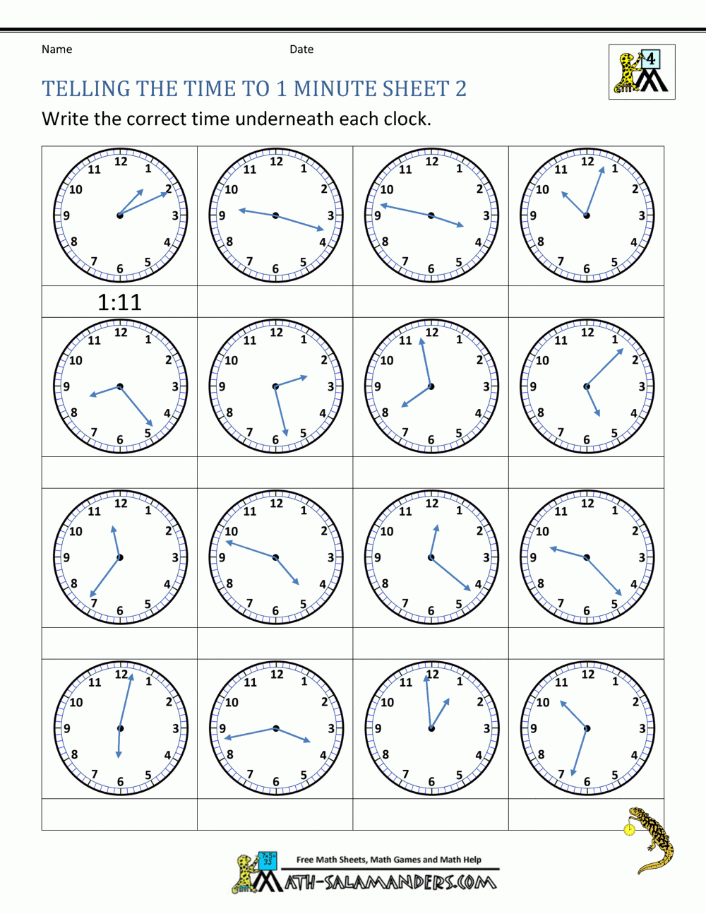 Telling Time Clocks Worksheets Free Printable