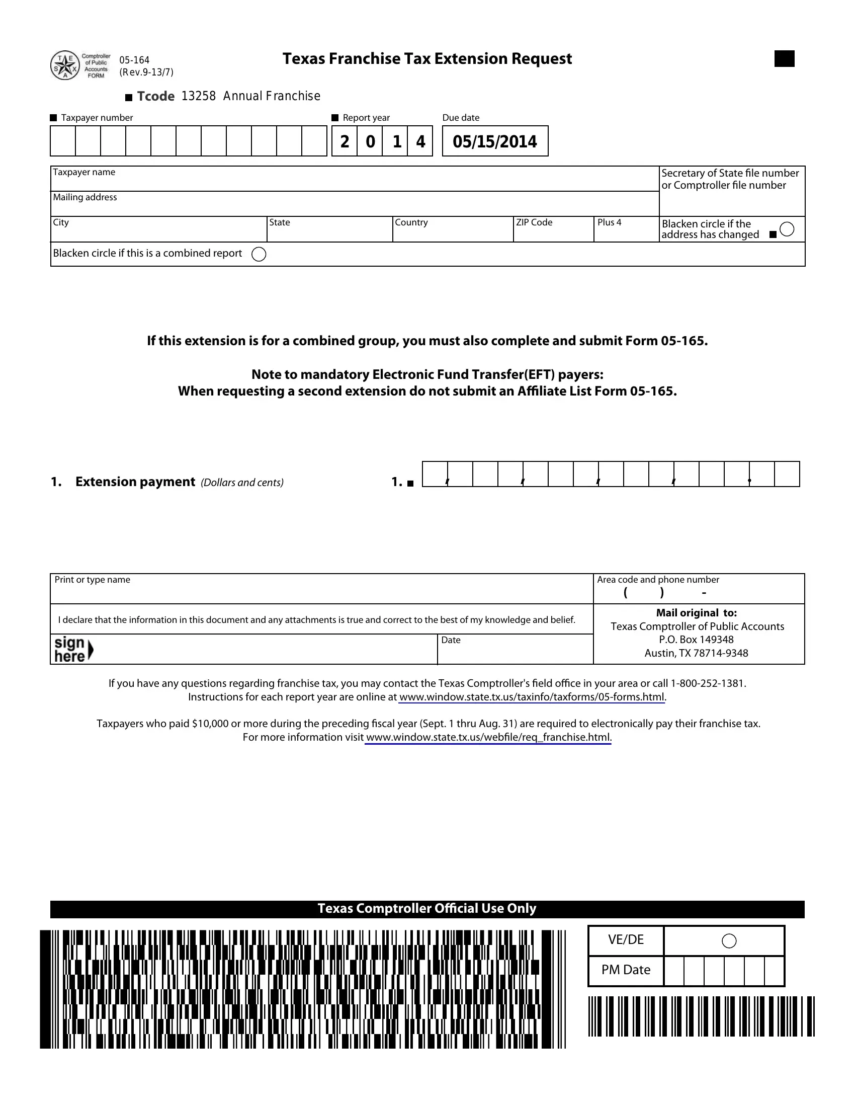 Texas Form 05 164 Fill Out Printable PDF Forms Online