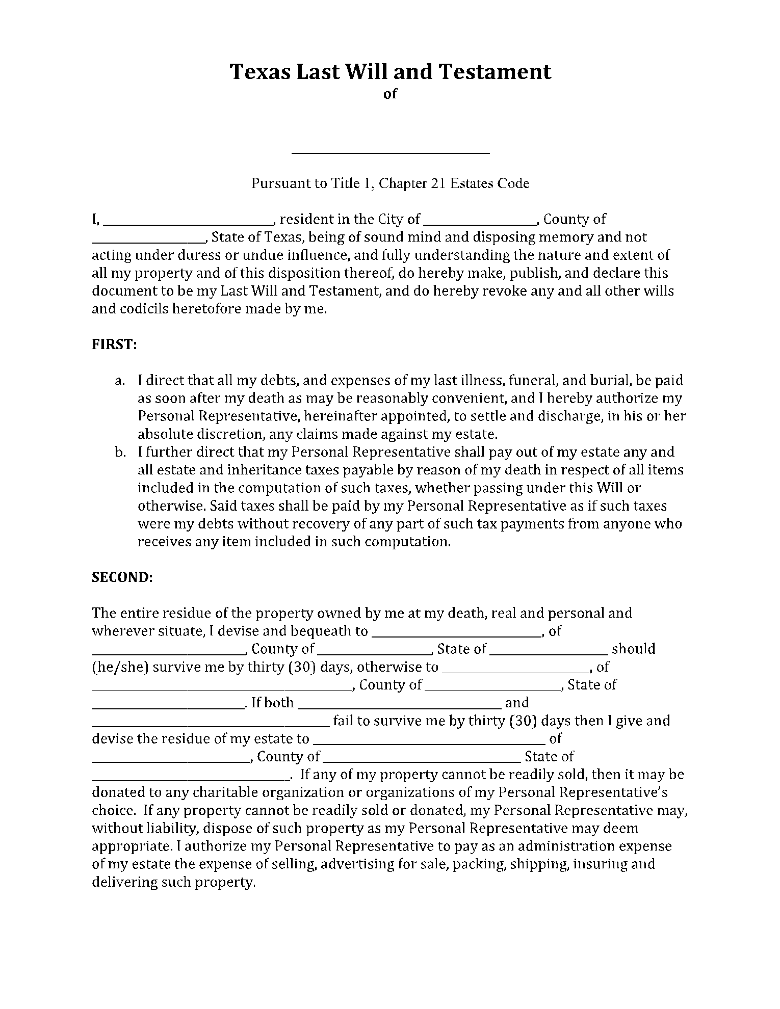 Texas Living Will Form Free Download CocoSign