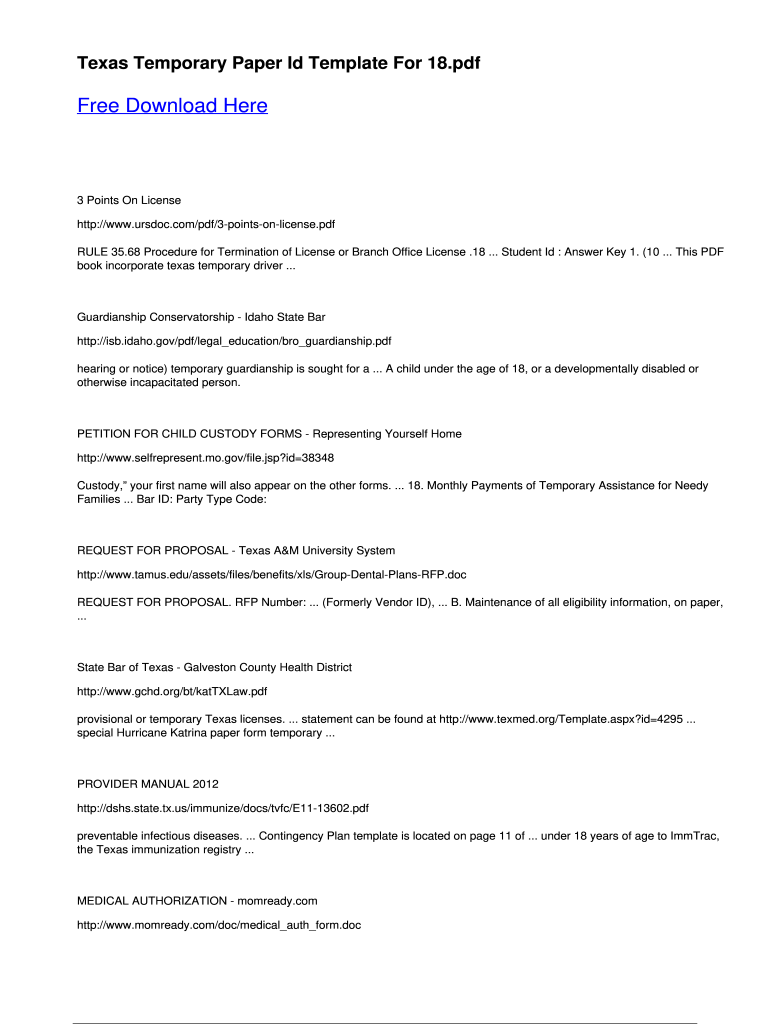 Texas Paper Id Template Fill Out amp Sign Online DocHub