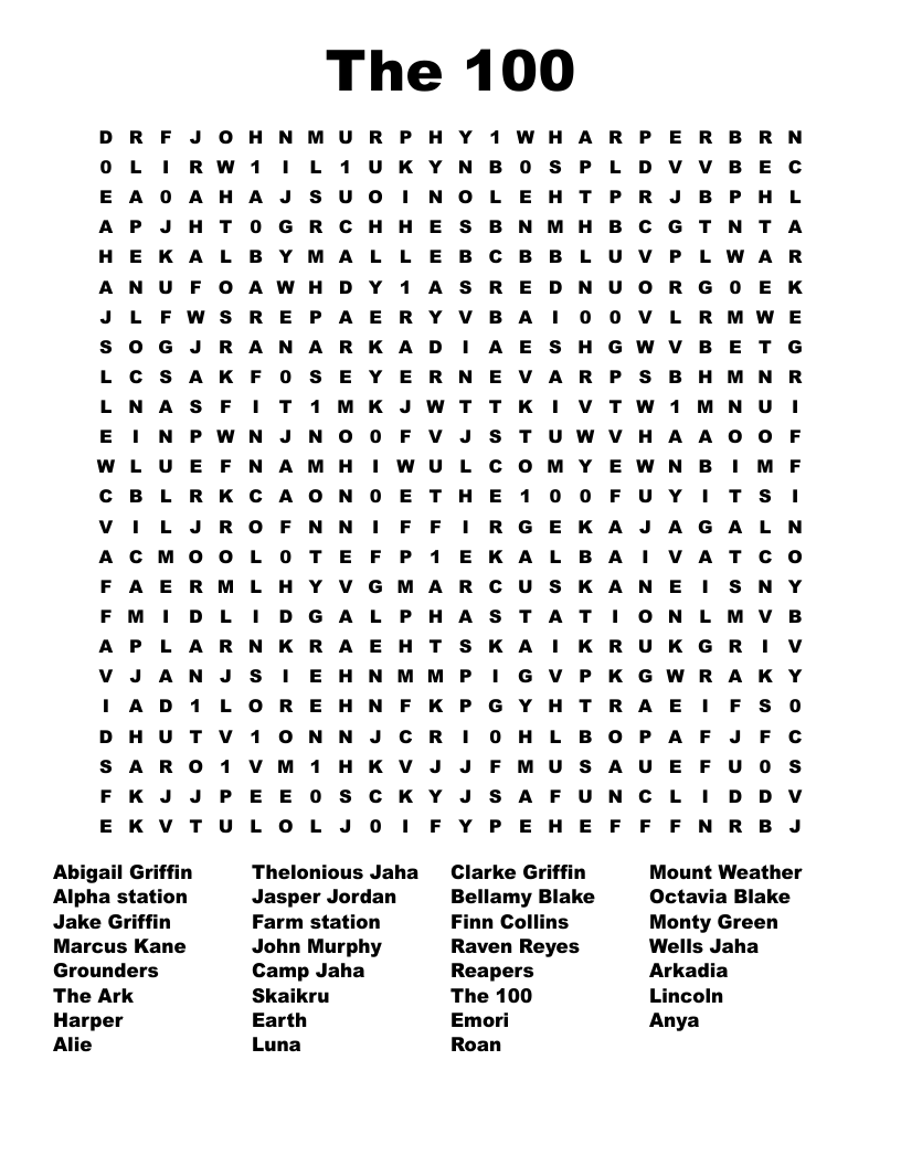 100 Word Search Puzzles Printable
