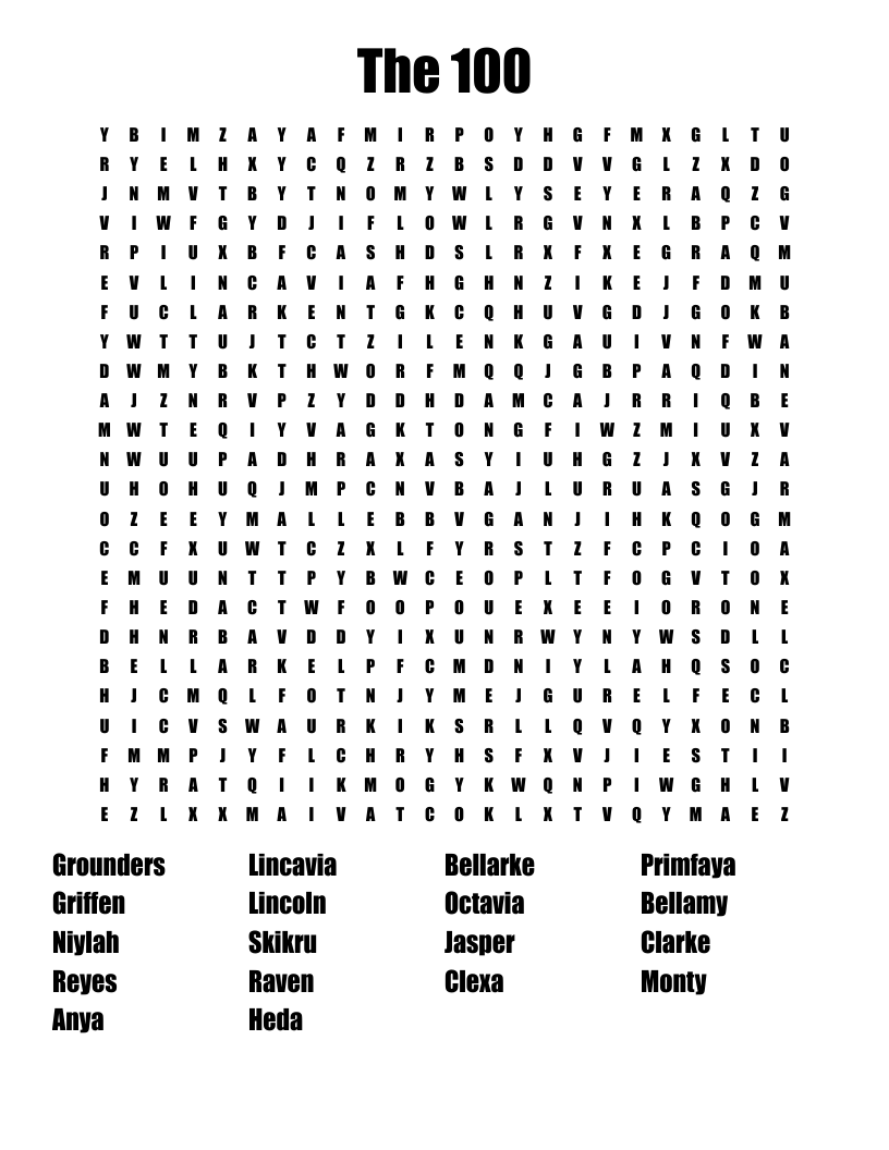 100 Hard Word Search Puzzles Printable