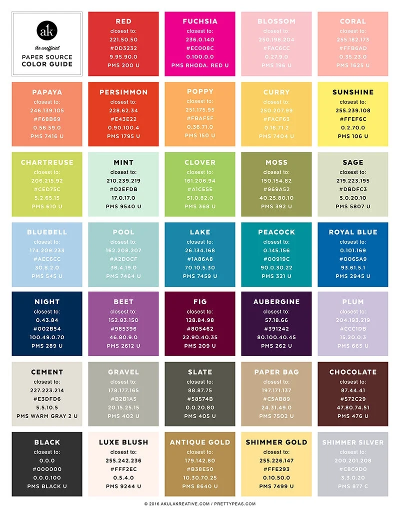 Printable Hex Code Color Chart