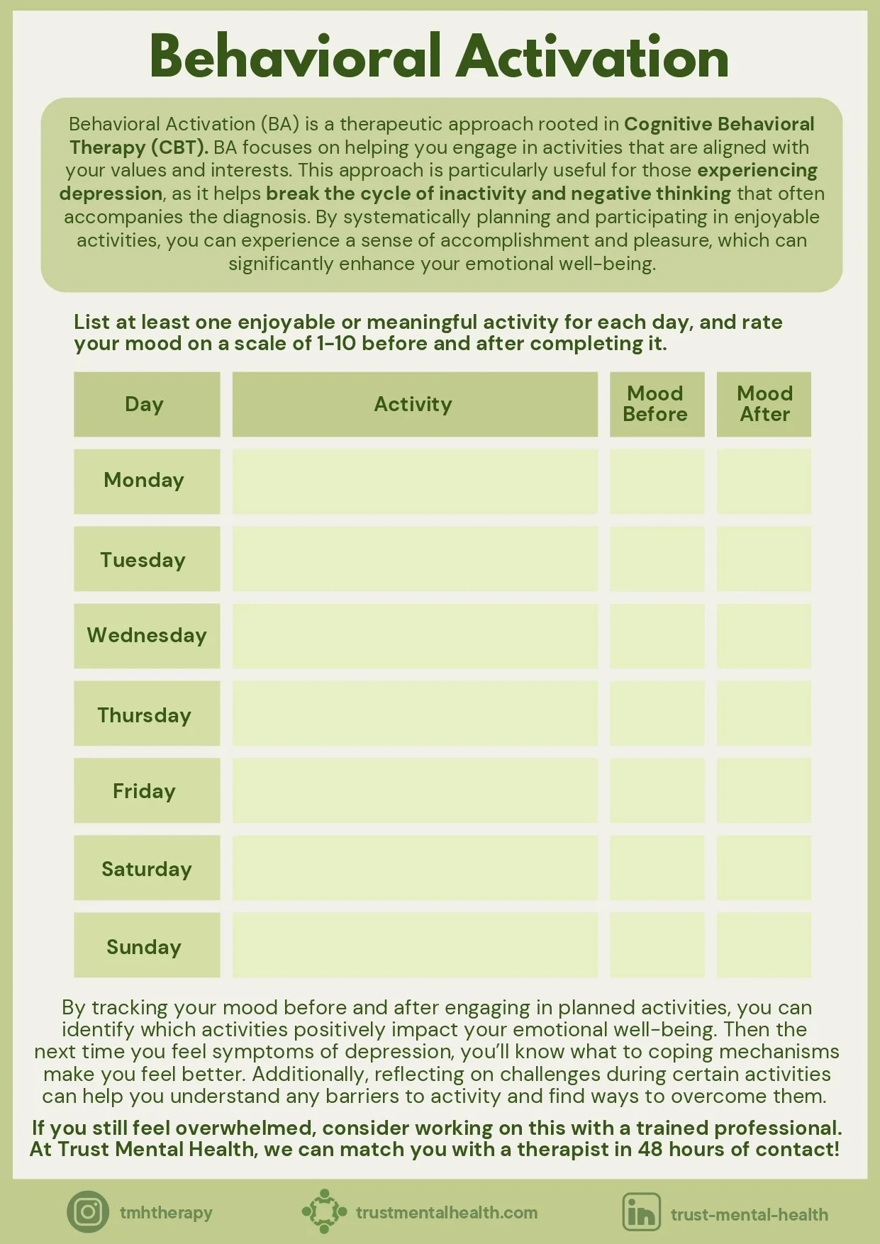 Free Printable Mental Health Worksheets For Adults