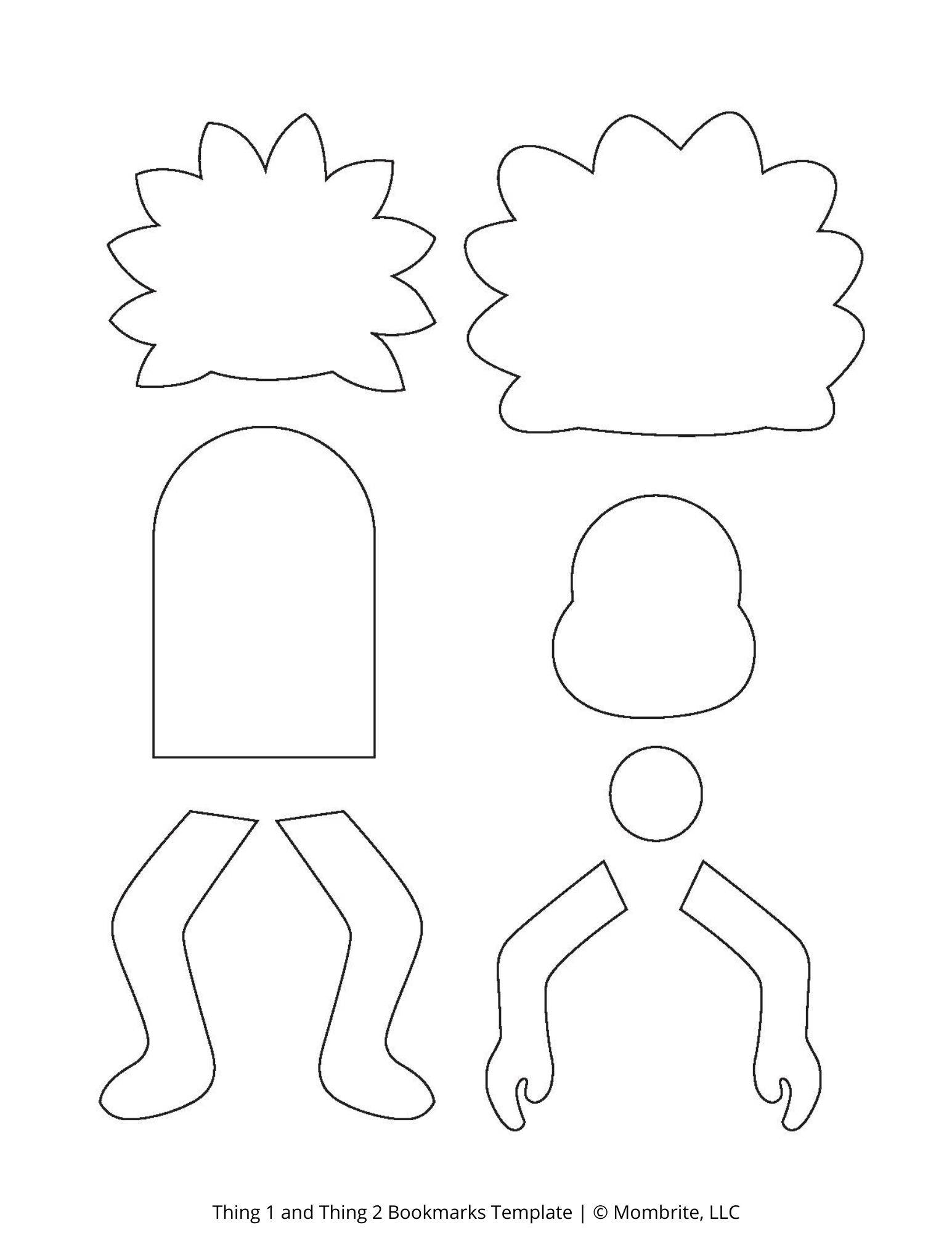 Thing 1 And Thing 2 Dr Seuss Bookmarks Free Template Mombrite