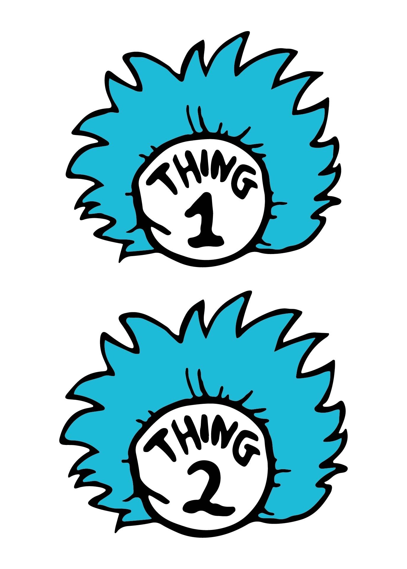 Thing 1 And Thing 2 Printable Hair Template Dr Seuss Coloring 