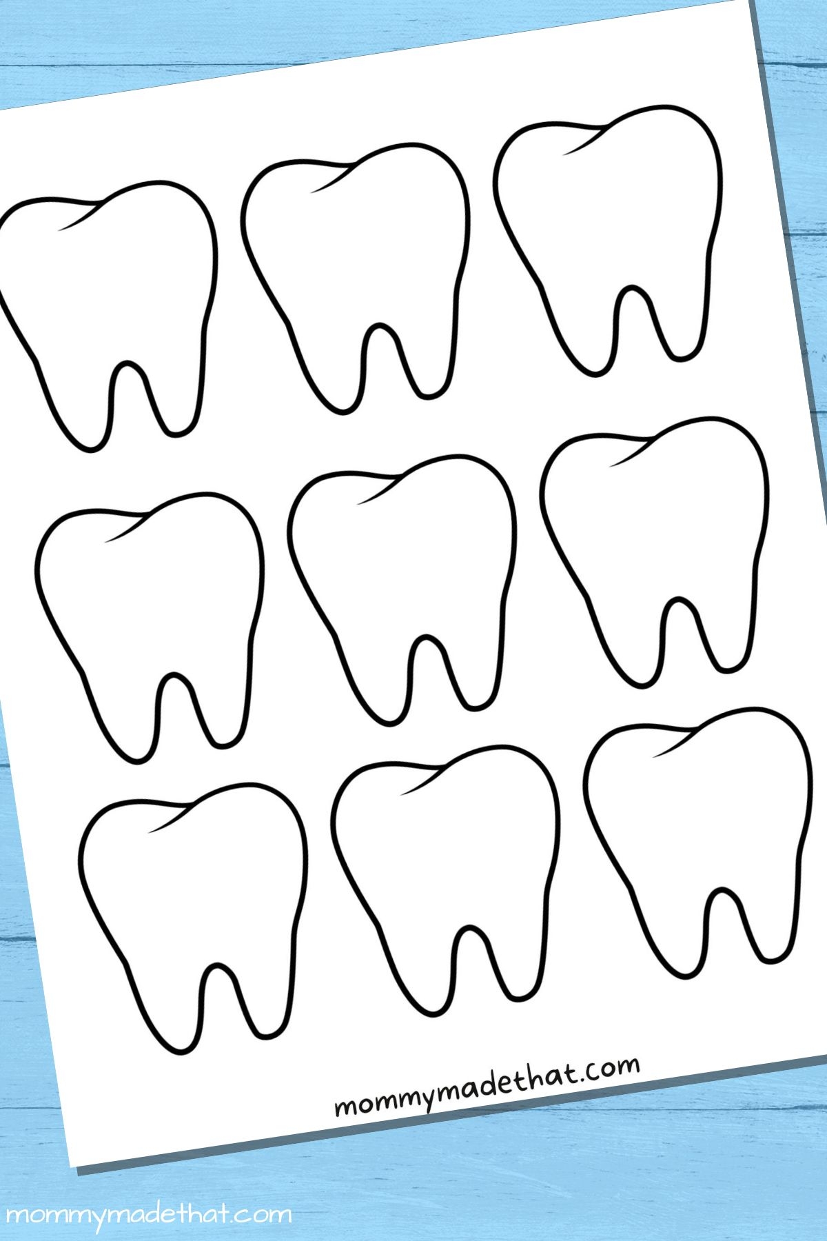 tooth templates free printable outlines