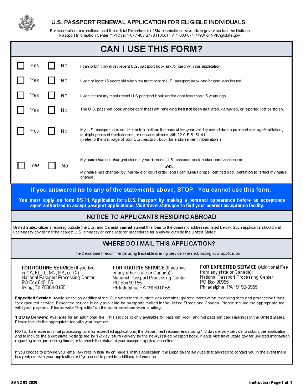 Renew Us Passport Application Form Printable