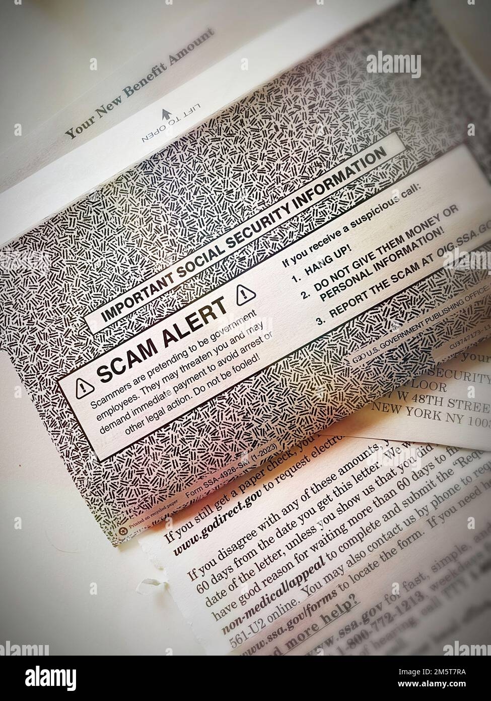 U S Social Security Scam Alert On The Back Of An Envelope Stock 