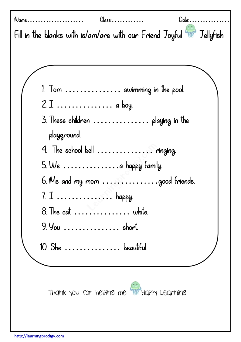 Use Of Am Is Are Worksheet English Grammar Worksheet For Grade1 
