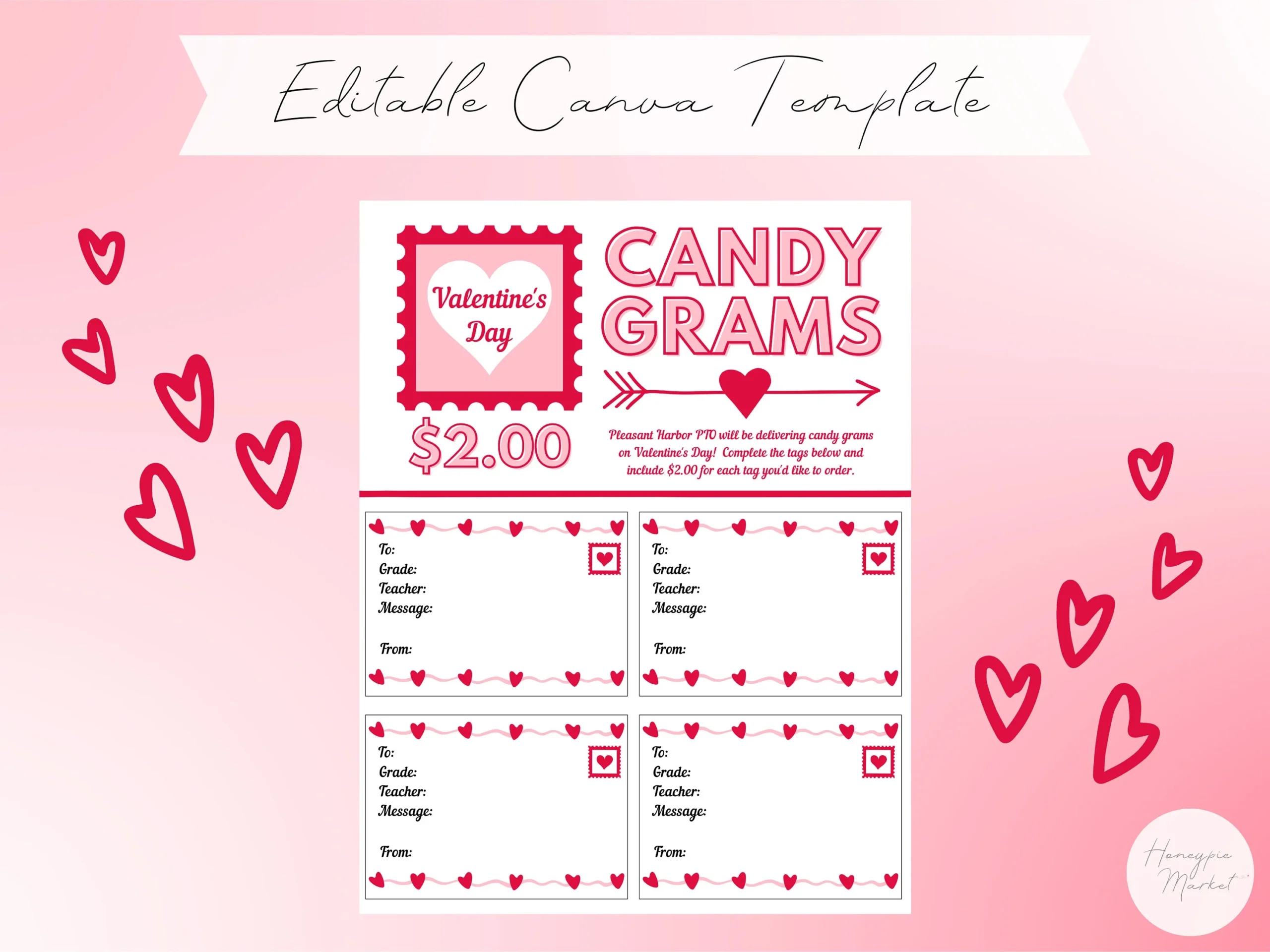 Free Printable Valentine Candy Gram Template