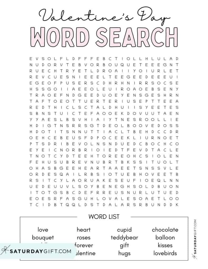 Valentine s Day Word Search Cute amp Free Printables SaturdayGift