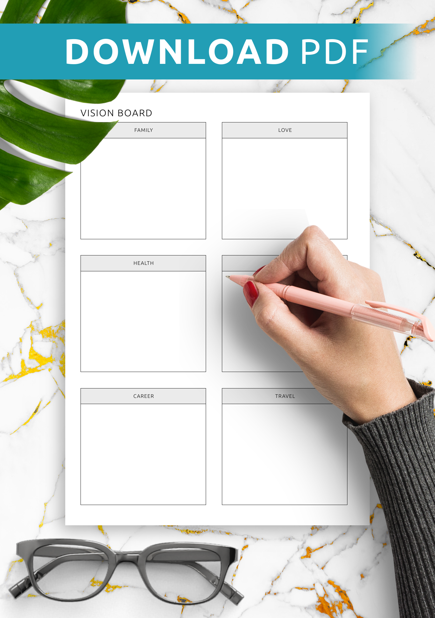 Vision Board Template Inspiring amp Customizable PDF Layout