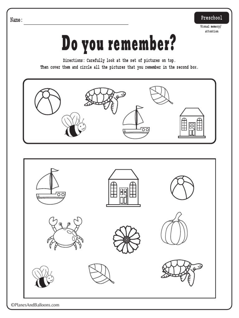 Visual Memory Worksheets Preschool PDF Worksheets Library