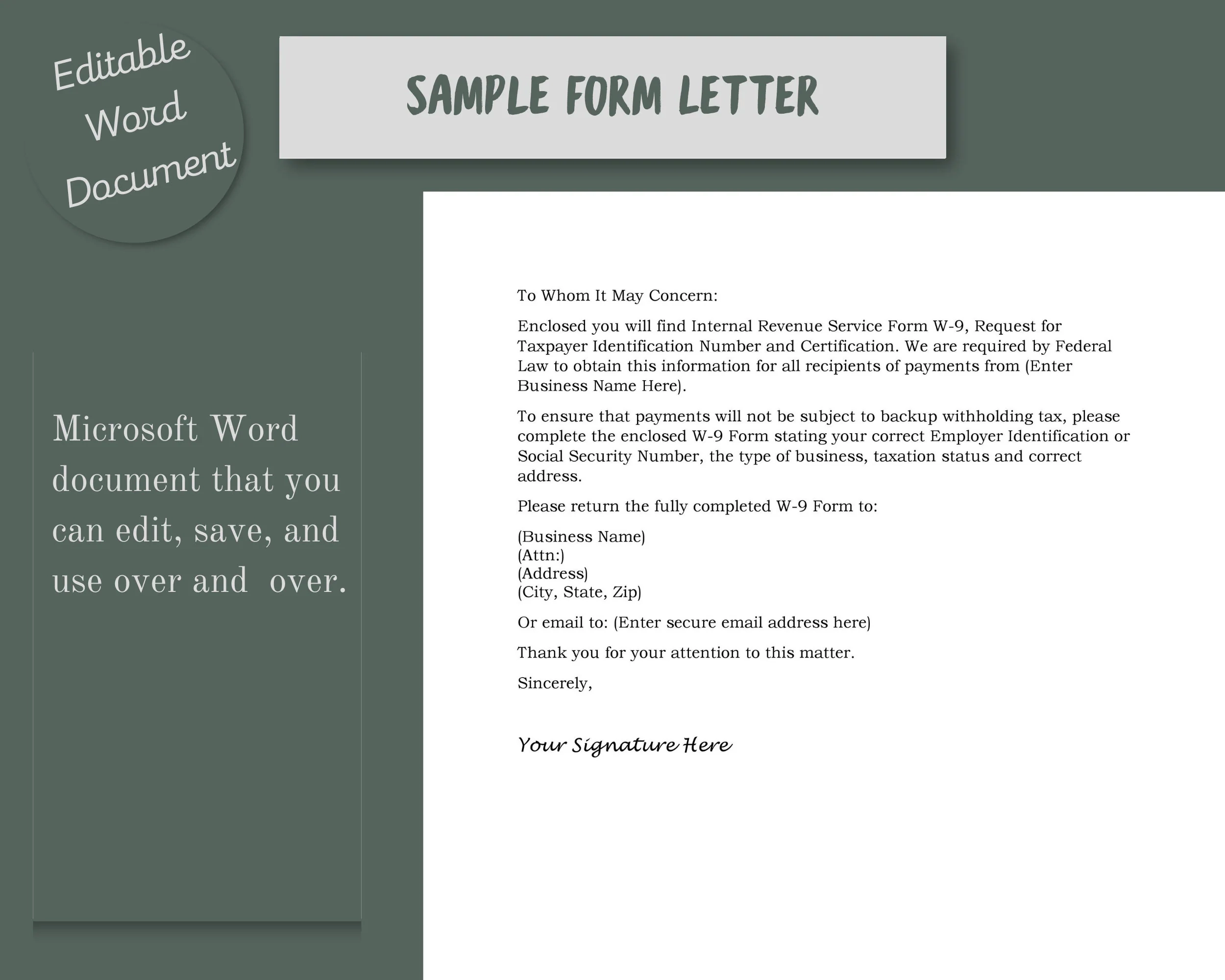 W 9 Checklist And Sample Letter For Small Businesses Professional 