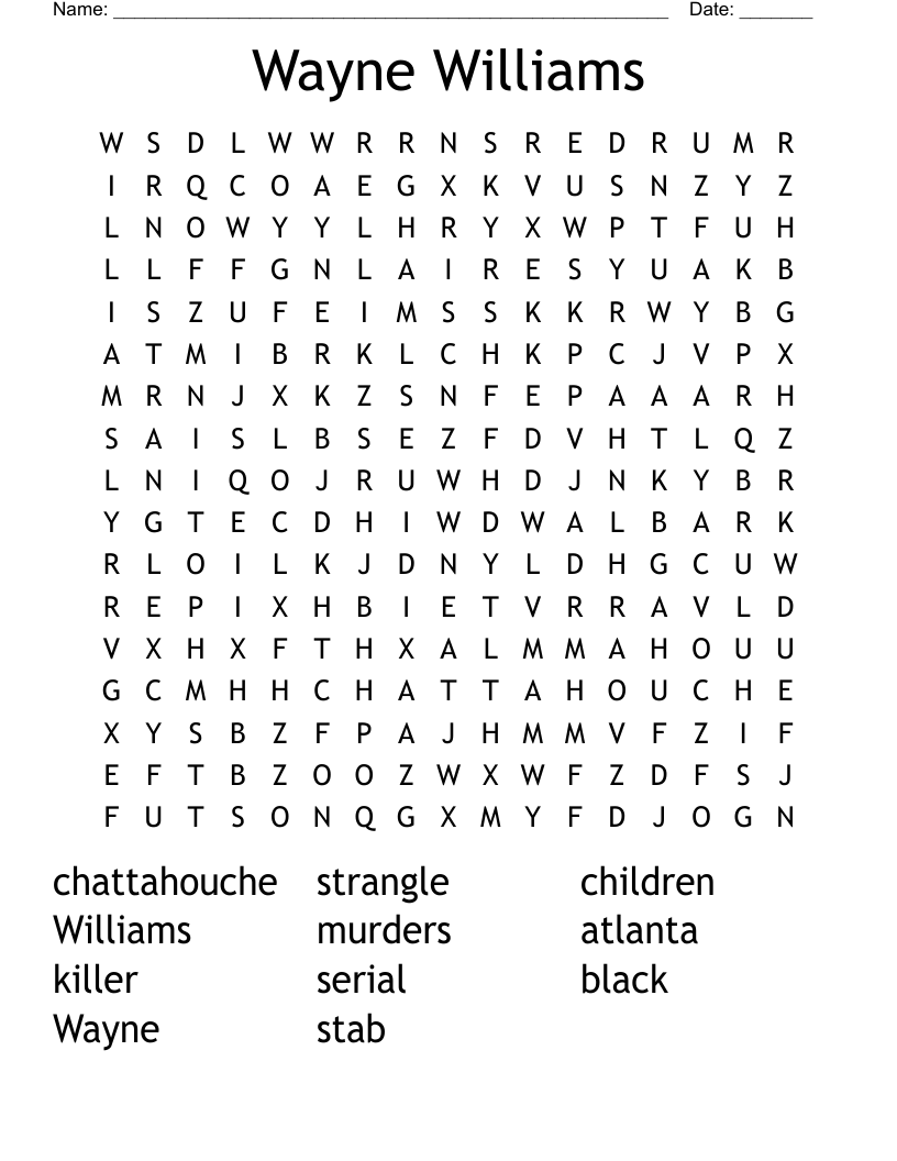 Wayne Williams Word Search WordMint