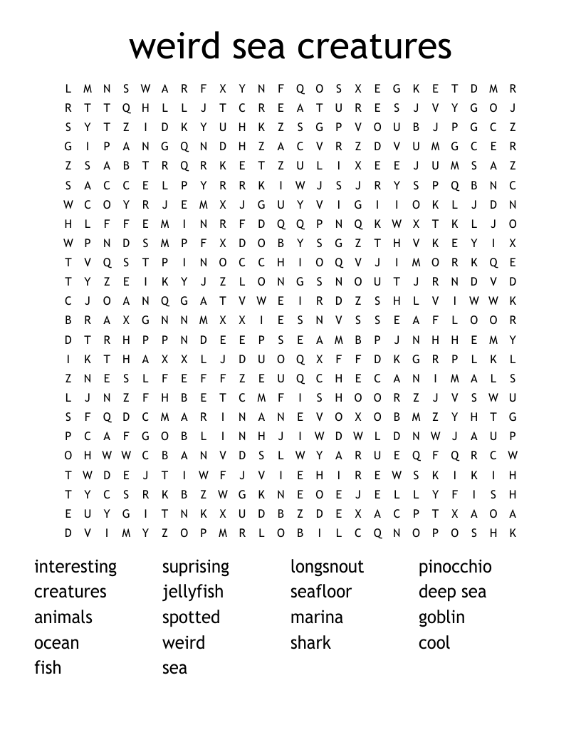 Word Search Sea Puzzles