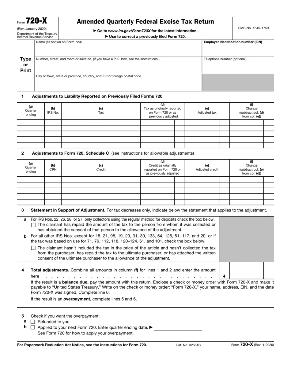 What Is Irs Form 720 Printable
