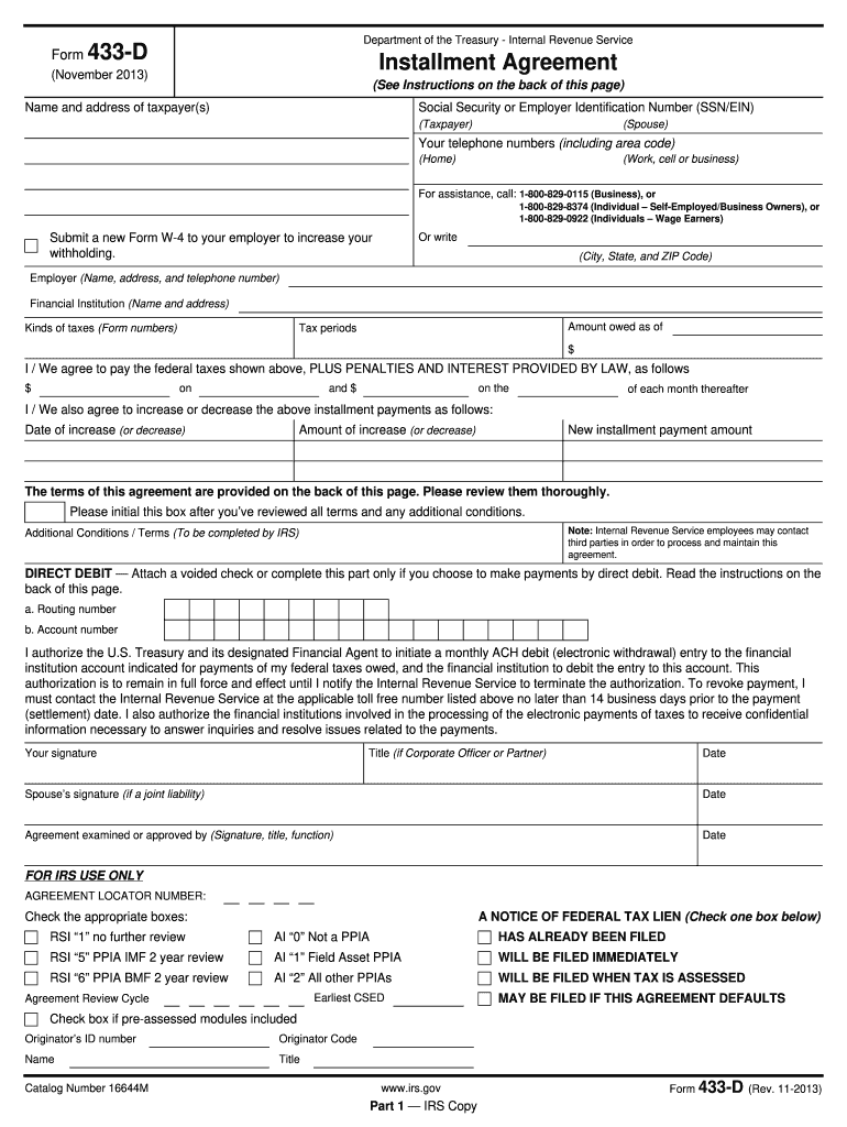 Where To Mail Irs Form 433 D Texas Fill Out amp Sign Online DocHub