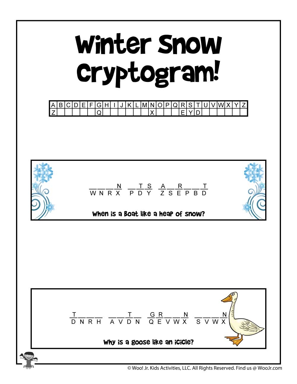Winter Cryptogram Word Puzzles Woo Jr Kids Activities 