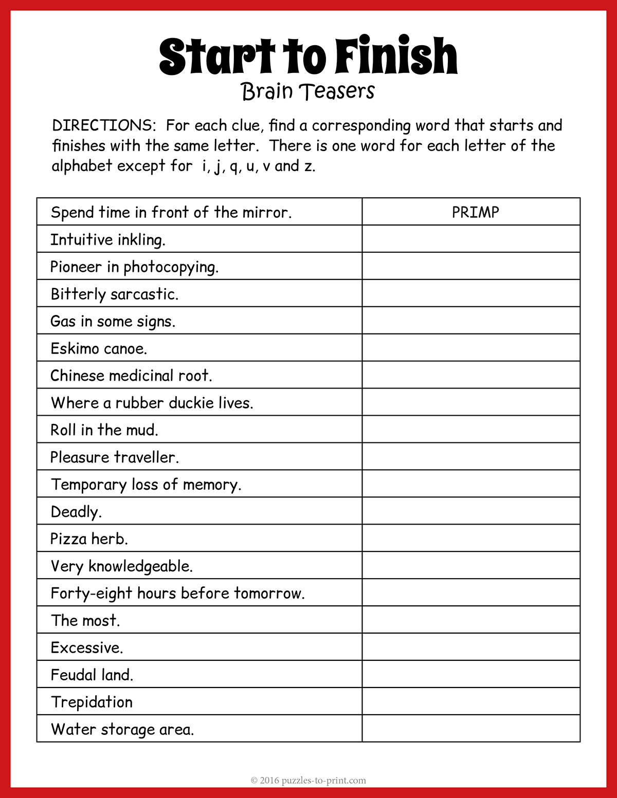 Brain Puzzles Printable