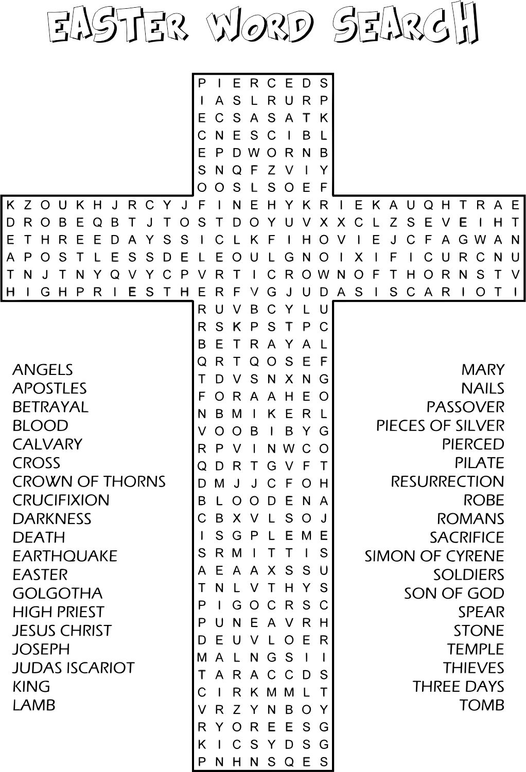 Religious Easter Crossword Puzzles Printable