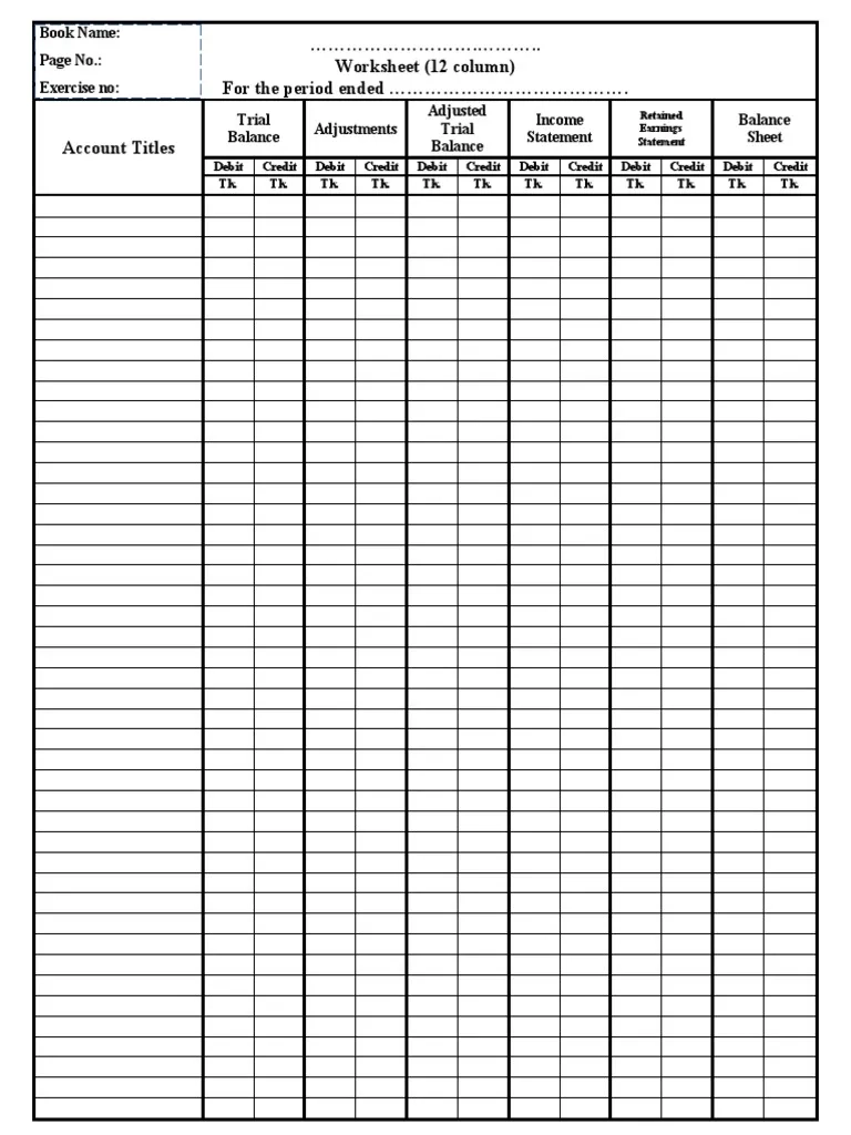 Worksheet Format 12 Column PDF Debits And Credits Corporations
