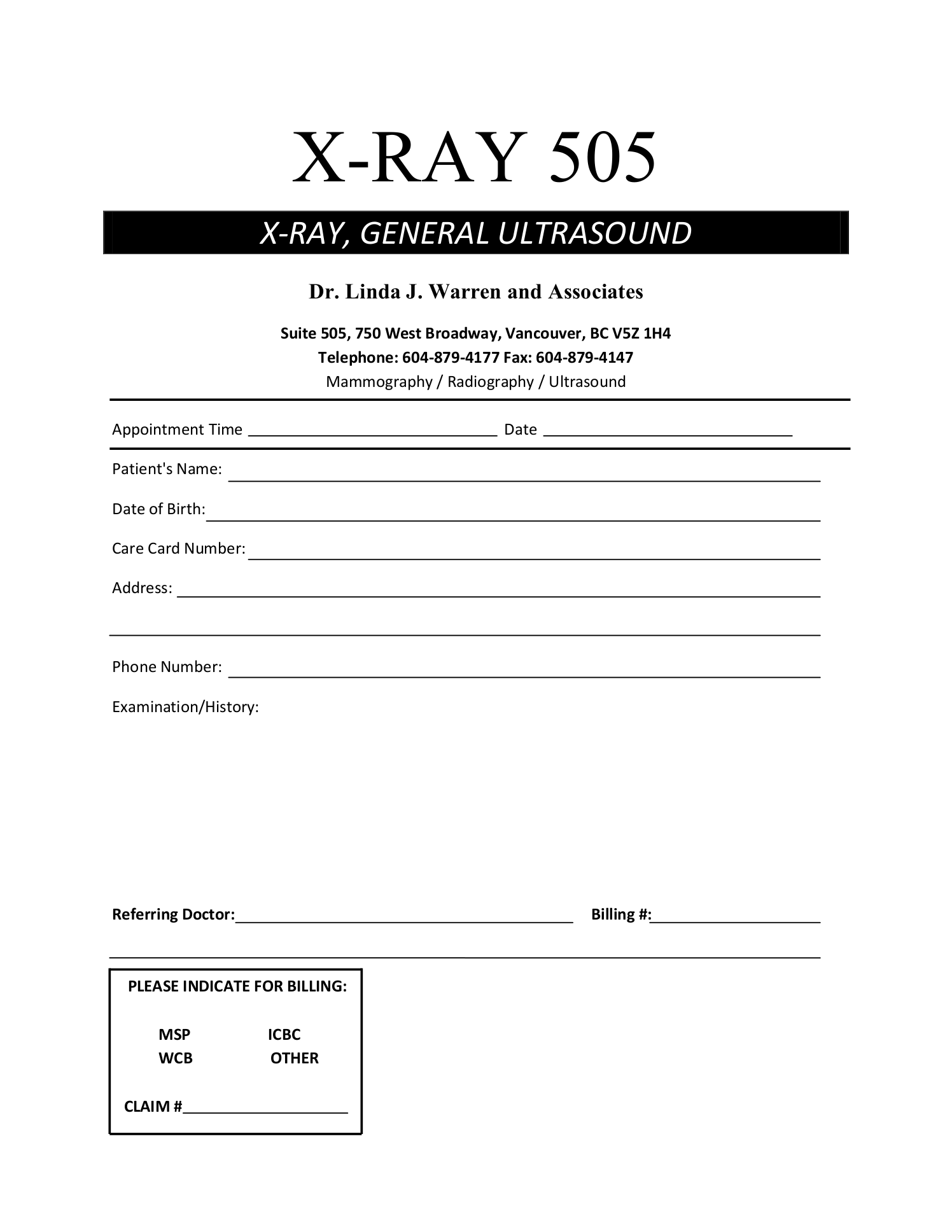 X Ray 505 X ray General Ultrasound Form Juno EMR Support Portal