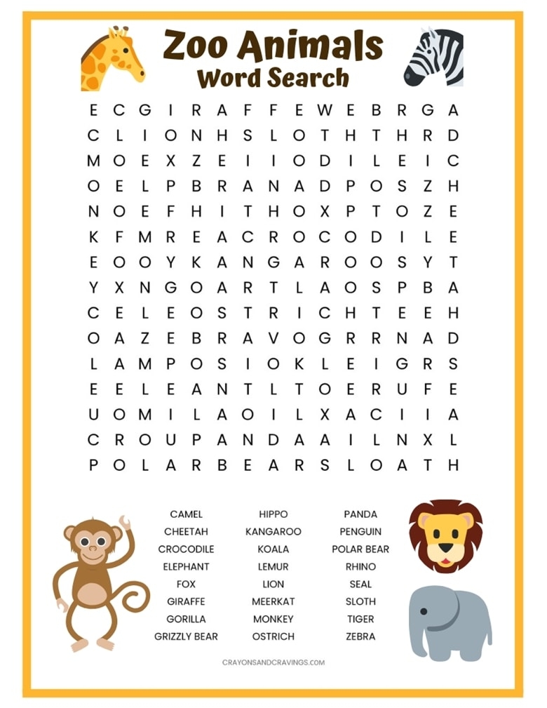 Printable Zoo Animals For Kids